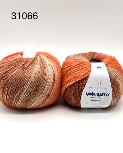 Lana Gatto VIENNA yarn ball in multicolor tones – 125th anniversary label front