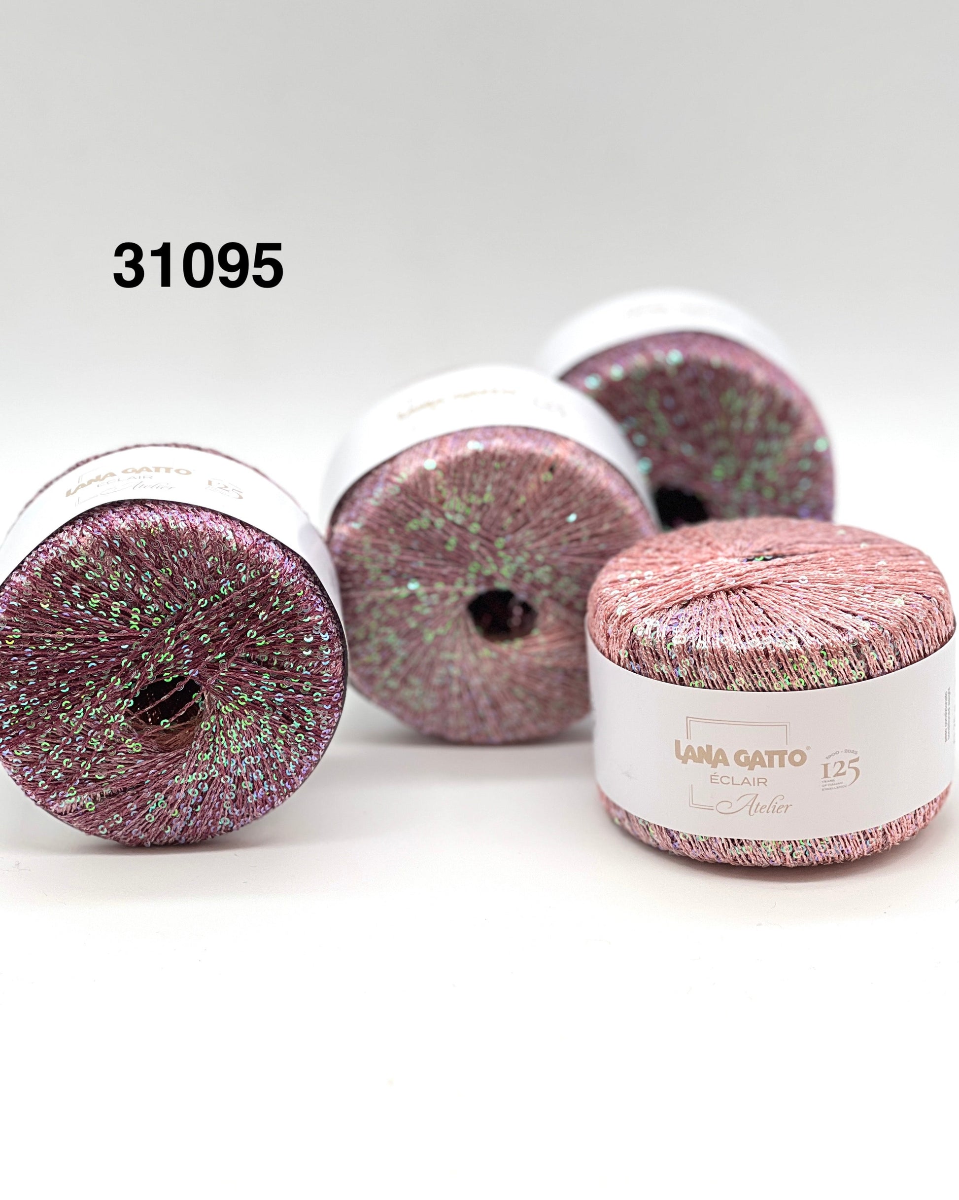 Lana Gatto Éclair sequin yarn ball, gradient thread, rainbow paillettes