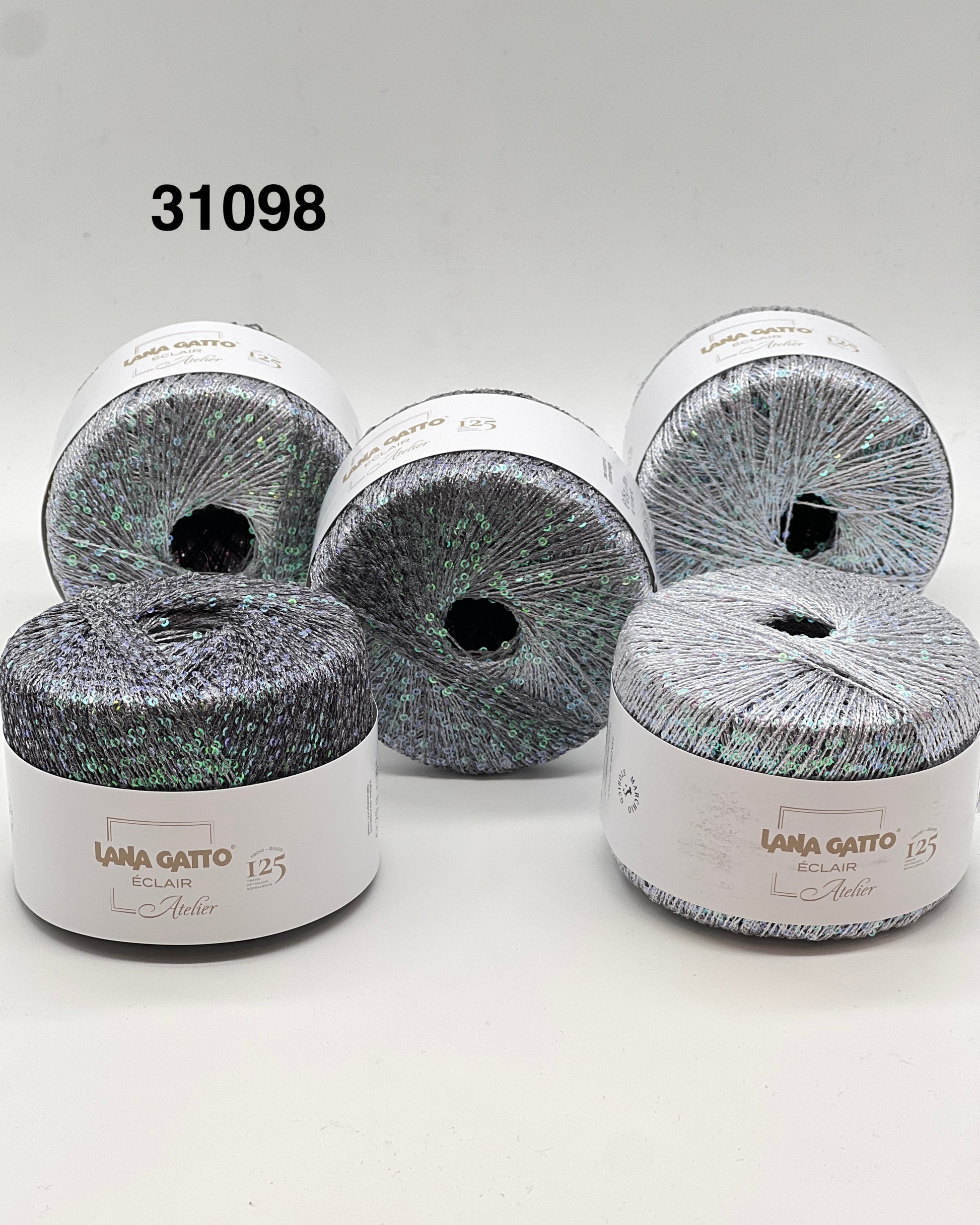 Lana Gatto Éclair sequin yarn ball, gradient thread, rainbow paillettes