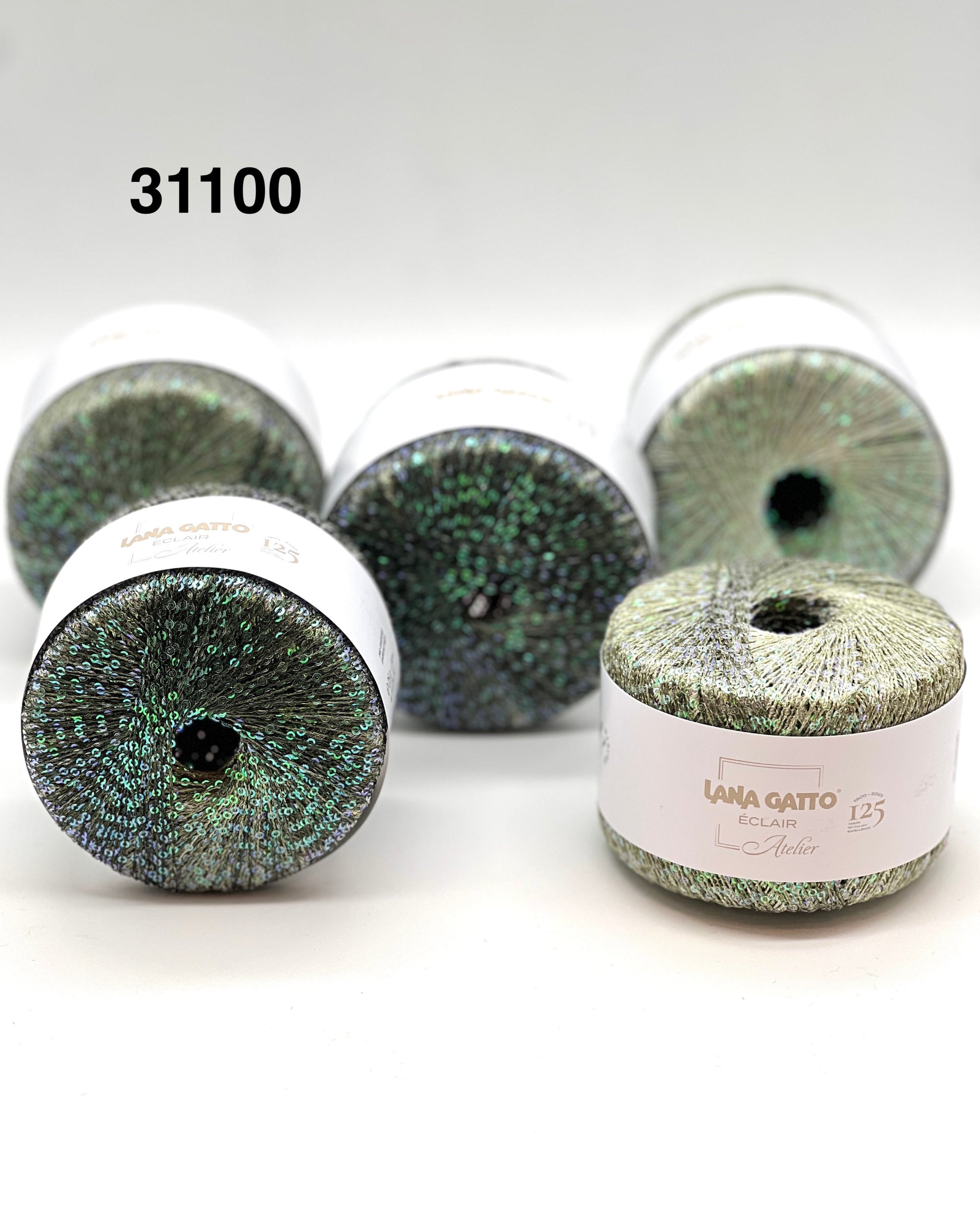 Lana Gatto Éclair sequin yarn ball, gradient thread, rainbow paillettes