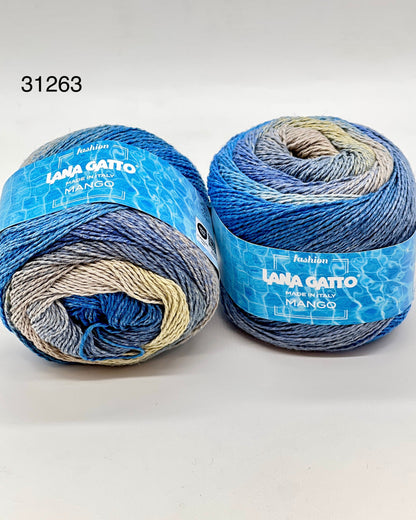Lana Gatto MANGO eco-friendly multicolour cotton linen and viscose Italian sport weight yarn for summer knitting at iDOKNiT.