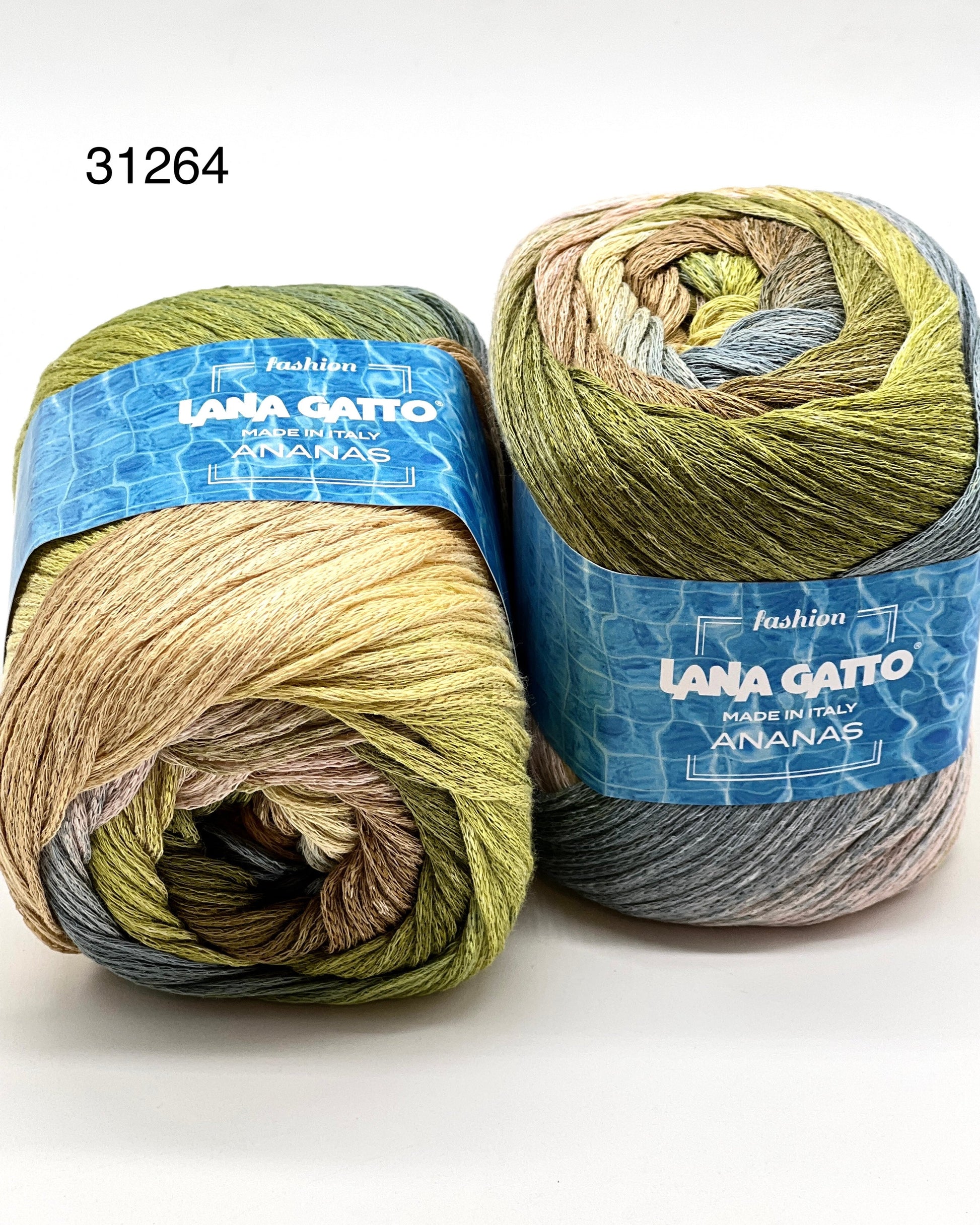 Exclusive iDOKNiT sport weight summer yarn, ANANAS by Lana Gatto Italy. A vibrant Fashion Collection 2026 blend of 75% cotton and 25% viscose, providing 290m per 100g ball. Authentic Italian-made luxury fiber curated by iDOKNiT for breathable, eco-friendly garments with a bold multicolour character and soft, fluid drape.