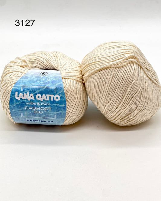 Lana Gatto CASHCOT BIO organic cotton and cashmere blend Italian sport weight yarn for luxury summer knitting at iDOKNiT.