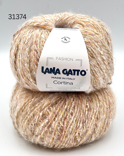 Lana Gatto Cortina 56 percent Cotton 30 percent Superfine Alpaca sport weight Italian yarn with lurex from iDOKNiT