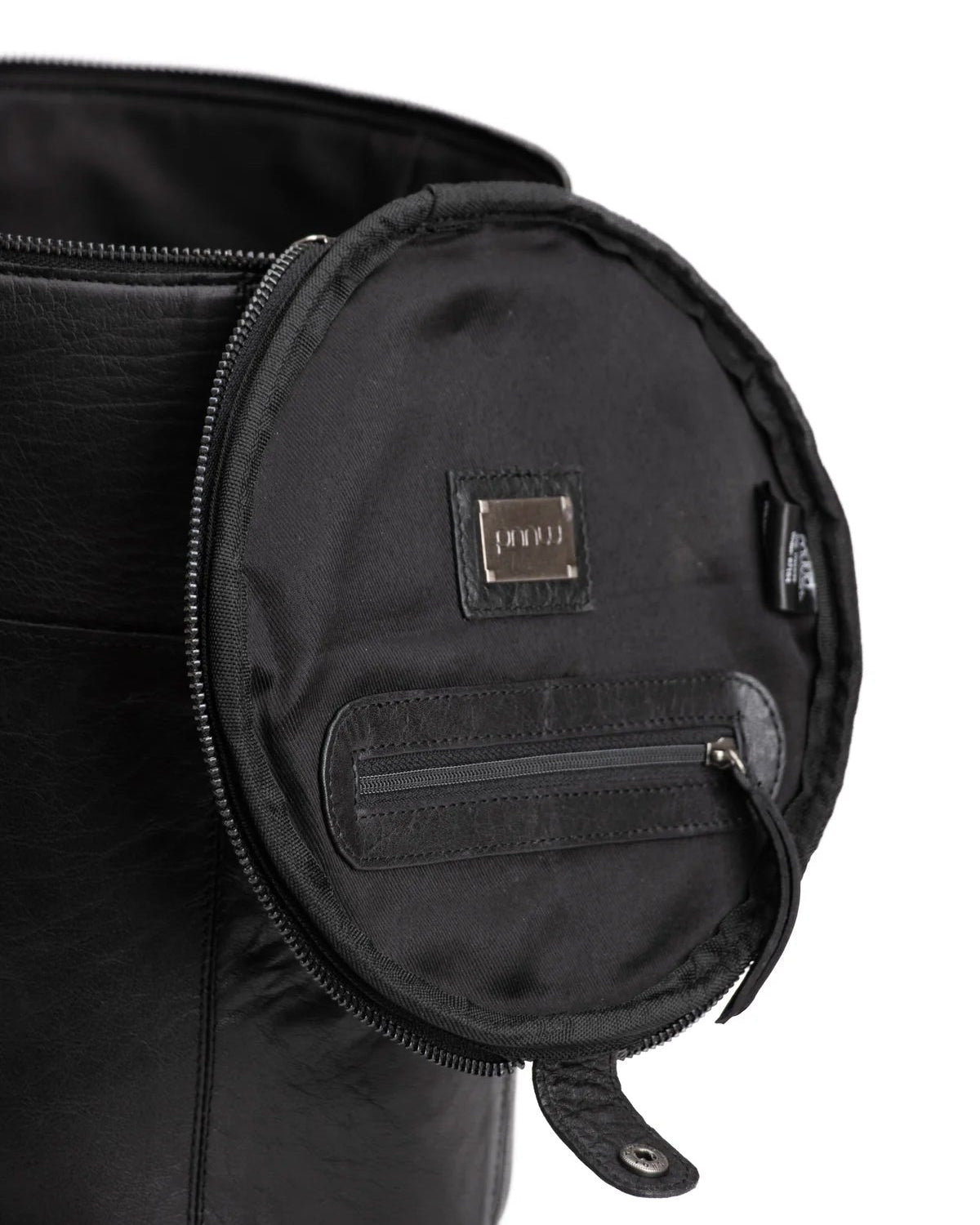 muud Saturn XL canvas project bag with genuine leather details and yarn feed holes from iDOKNiT