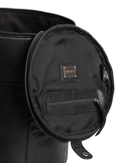 muud Saturn XL canvas project bag with genuine leather details and yarn feed holes from iDOKNiT