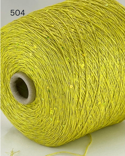 100% Linen Lurex and Paillettes Yarn, G&G FILATI LINO 360, Premium Italian Fingering Weight Sequin Yarn, Balls or Cones, 360m/100g