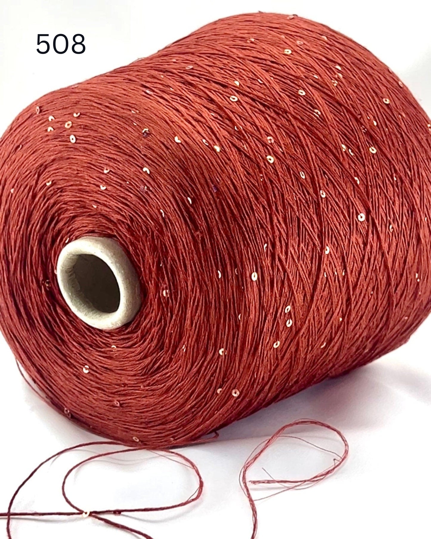 G&G FILATI PAILLETTES Italian 100 percent linen lace weight yarn with integrated 2mm micro sequins on cone for knitting crochet weaving and machine knitting