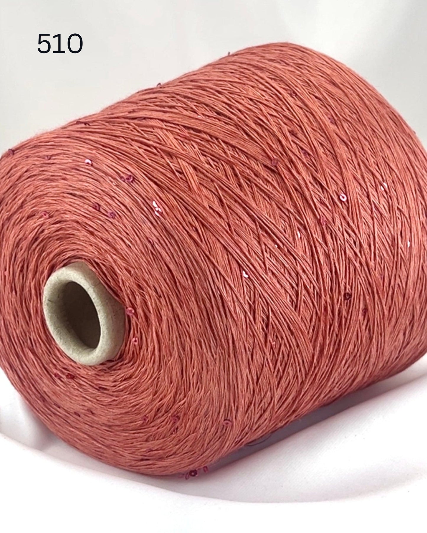G&G FILATI PAILLETTES Italian 100 percent linen lace weight yarn with integrated 2mm micro sequins on cone for knitting crochet weaving and machine knitting