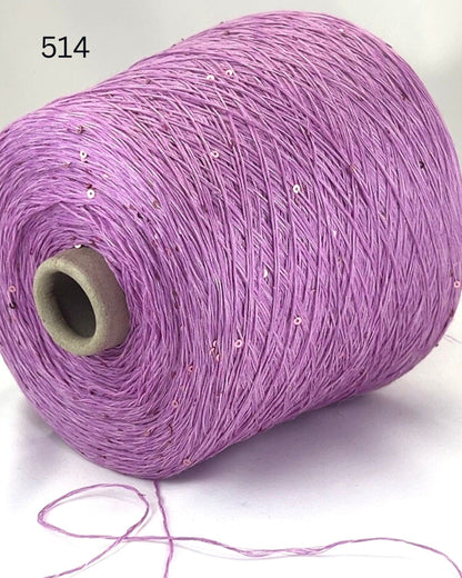 G&G FILATI PAILLETTES Italian 100 percent linen lace weight yarn with integrated 2mm micro sequins on cone for knitting crochet weaving and machine knitting