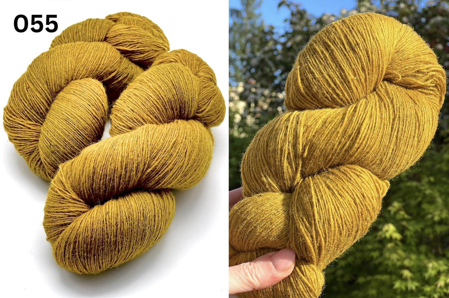 Small-batch dyed heritage skeins of 100% Latvian Dark-Headed Sheep Wool in earthy multicolor gradients like Green-Brown #052. The image shows the rustic single-ply texture and the sheep breed origin, representing the authentic wool traditions of Paces Vilnas Fabrika, Latvia. Available at iDOKNiT.com.