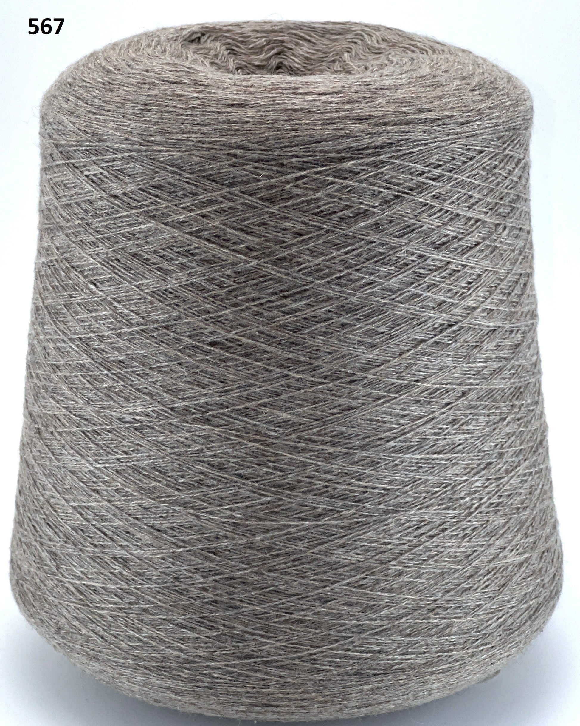 Loro Piana 100% Extra Fine Cashmere lace yarn (2/27 Nm) on a professional cone. Shown in classic neutral shades including Light Camel, Sand Melange, and Ivory. Made in Italy. Available at iDOKNiT.com.