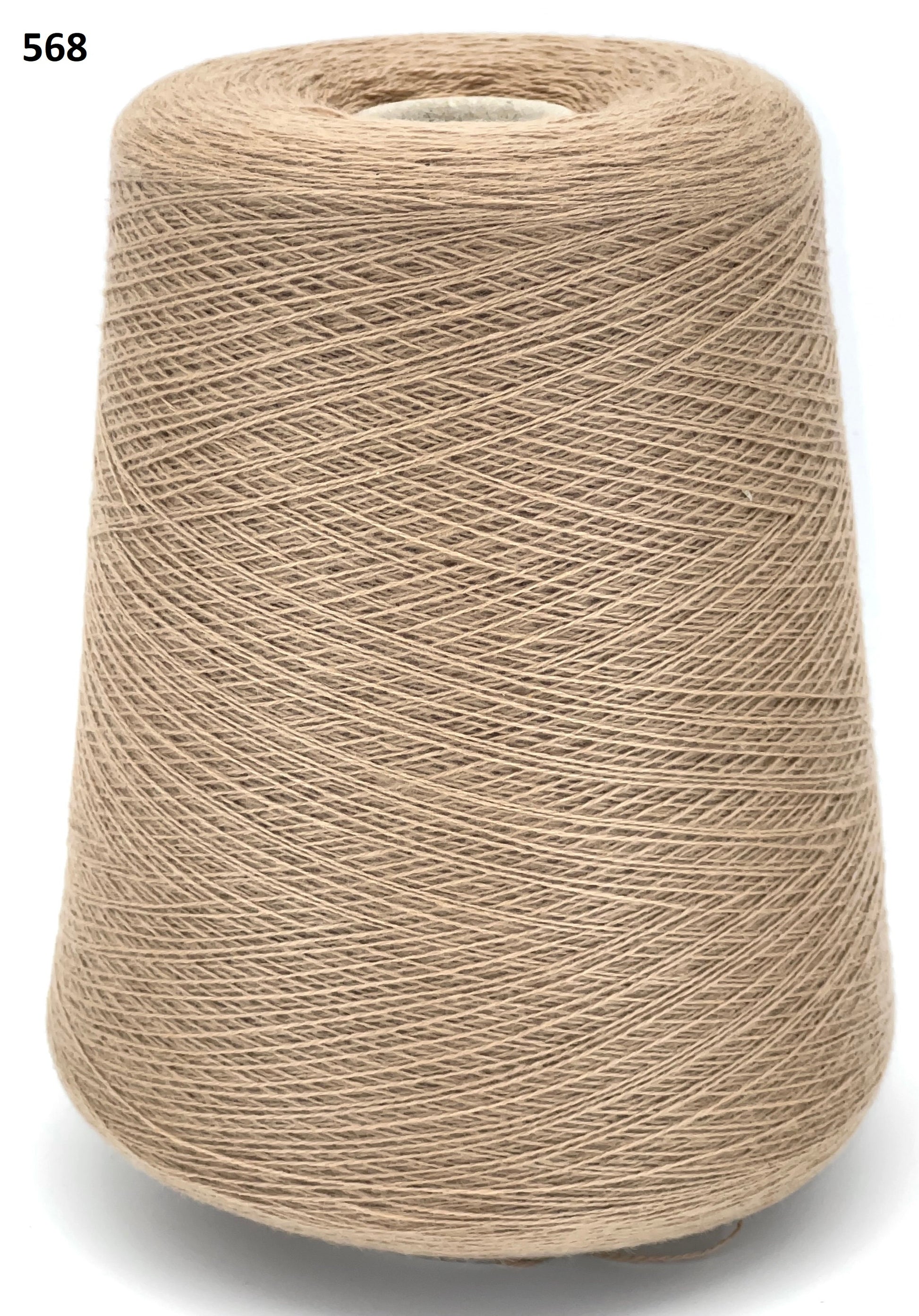 Loro Piana 100% Extra Fine Cashmere lace yarn (2/27 Nm) on a professional cone. Shown in classic neutral shades including Light Camel, Sand Melange, and Ivory. Made in Italy. Available at iDOKNiT.com.