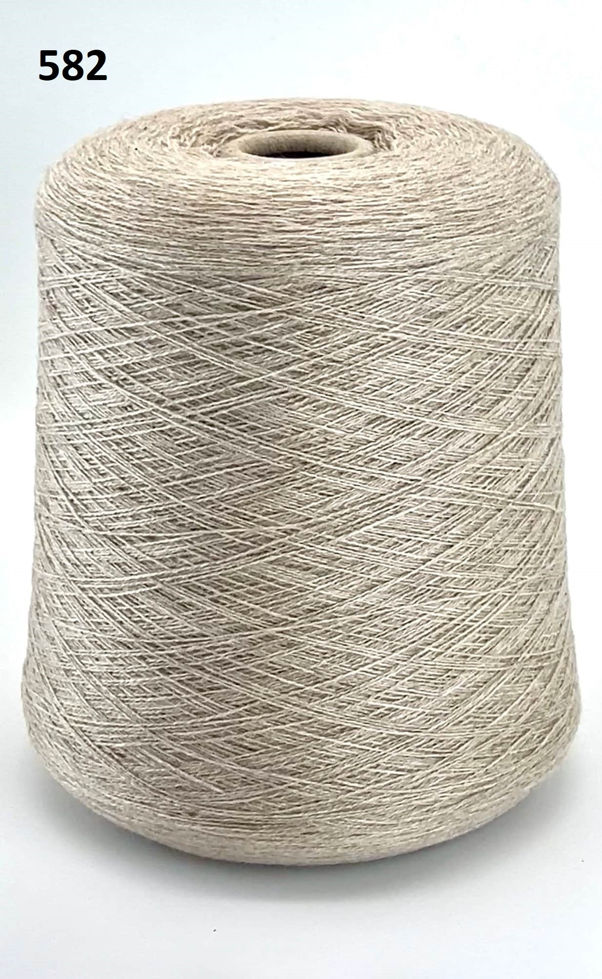 Loro Piana 100% Extra Fine Cashmere lace yarn (2/27 Nm) on a professional cone. Shown in classic neutral shades including Light Camel, Sand Melange, and Ivory. Made in Italy. Available at iDOKNiT.com.