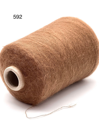 Elite iDOKNiT lace weight yarn, Superkid Mohair blend by Lineapiu Italia. Luxury composition of 58% superkid mohair and 8% wool, Nm 10, providing 1000m per 100g. Authentic Italian-made extra fine yarn curated by iDOKNiT for delicate, airy garments with a signature mohair halo.