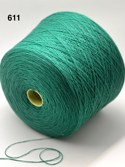 Green spool of yarn on a white background with number 611