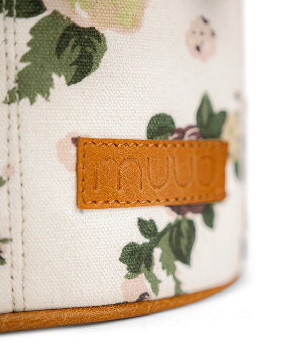 muud Saturn canvas project bag with genuine leather trim and yarn feed holes from iDOKNiT