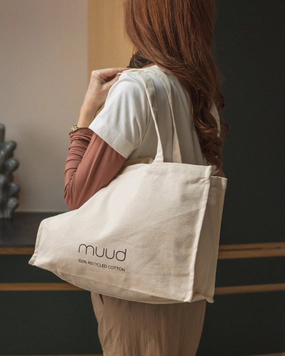 muud recycled cotton shopper tote bag canvas reusable project bag from iDOKNiT