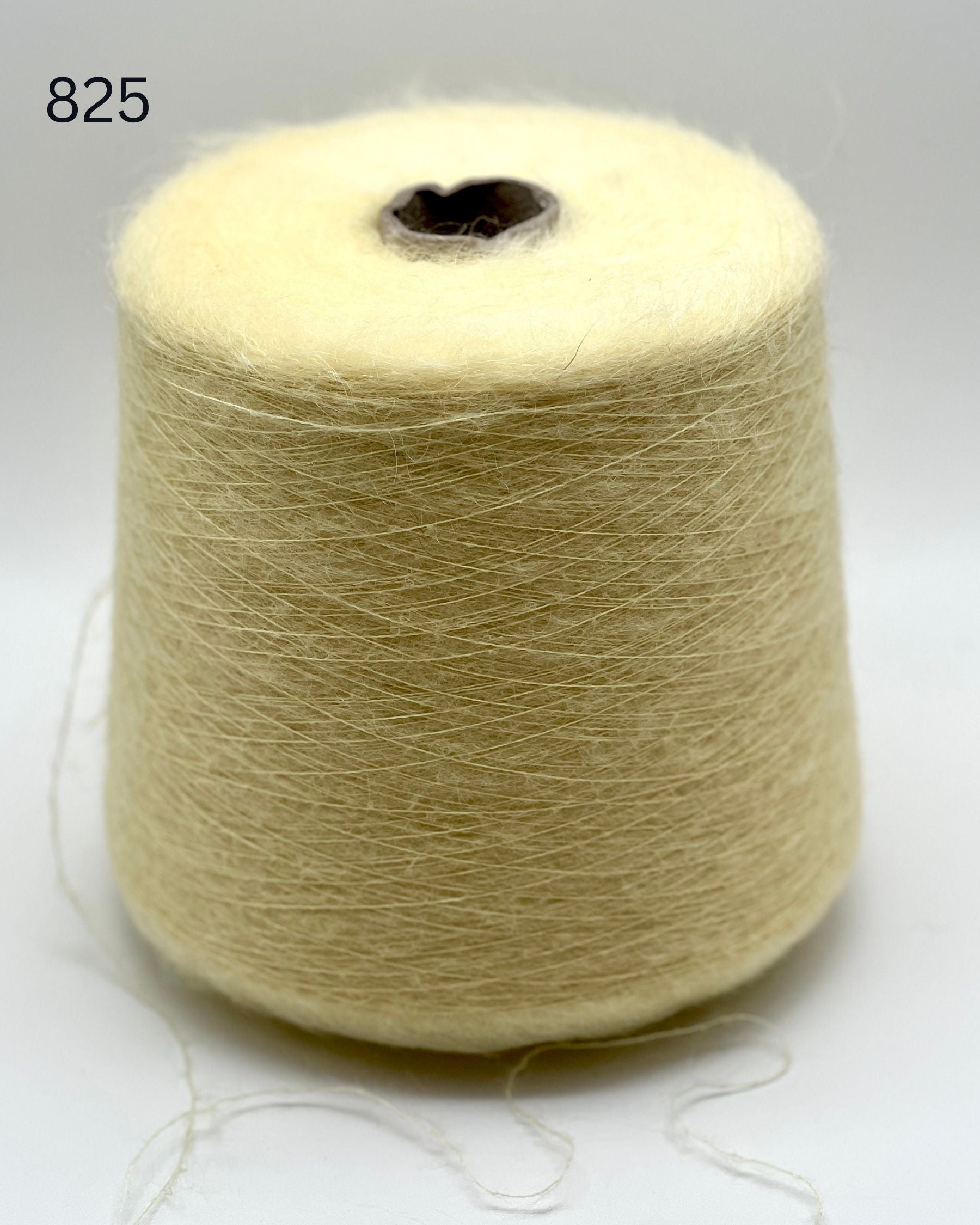 Exclusive iDOKNiT extra fine lace weight yarn, AURORA 100 by Ilaria Italy. A luxury cloud-like brushed mohair blend of 67% superkid mohair, 30% polyamide, and 3% extra fine merino wool providing 1000m per 100g. Authentic Italian-made premium fiber curated by iDOKNiT for airy standalone knitting, delicate lace shawls, and rich multi-strand garment blending.