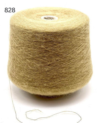 Exclusive iDOKNiT extra fine lace weight yarn, AURORA 100 by Ilaria Italy. A luxury cloud-like brushed mohair blend of 67% superkid mohair, 30% polyamide, and 3% extra fine merino wool providing 1000m per 100g. Authentic Italian-made premium fiber curated by iDOKNiT for airy standalone knitting, delicate lace shawls, and rich multi-strand garment blending.