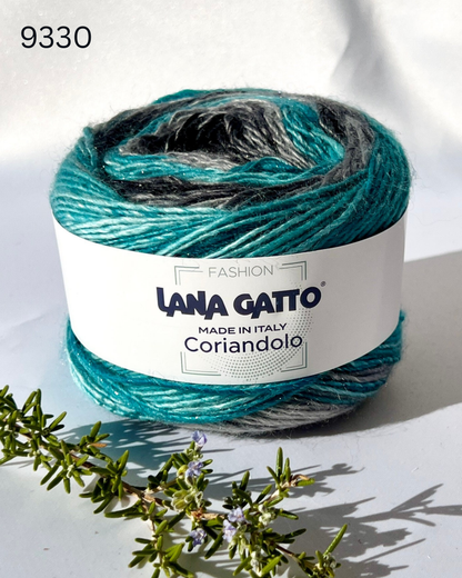 Lana Gatto Coriandolo Glitter yarn multicolor wool lurex shimmer Italian yarn 300m
Italian wool glitter yarn soft gradient Coriandolo Lana Gatto sparkle yarn
Luxury wool lurex yarn multicolor gradient soft knitting yarn Italy
Coriandolo glitter yarn close-up texture soft wool with shimmer thread
Multicolor Italian yarn wool blend with lurex sparkle for scarves and shawls