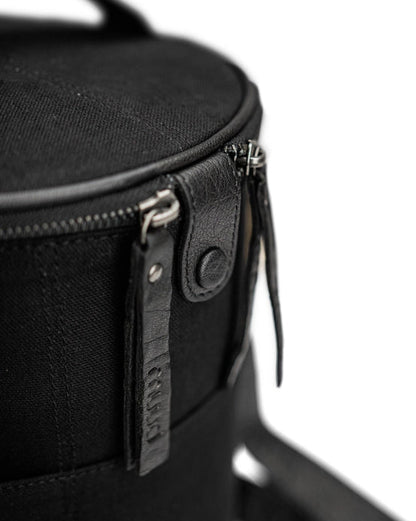 muud Saturn XL canvas project bag with genuine leather details and yarn feed holes from iDOKNiT