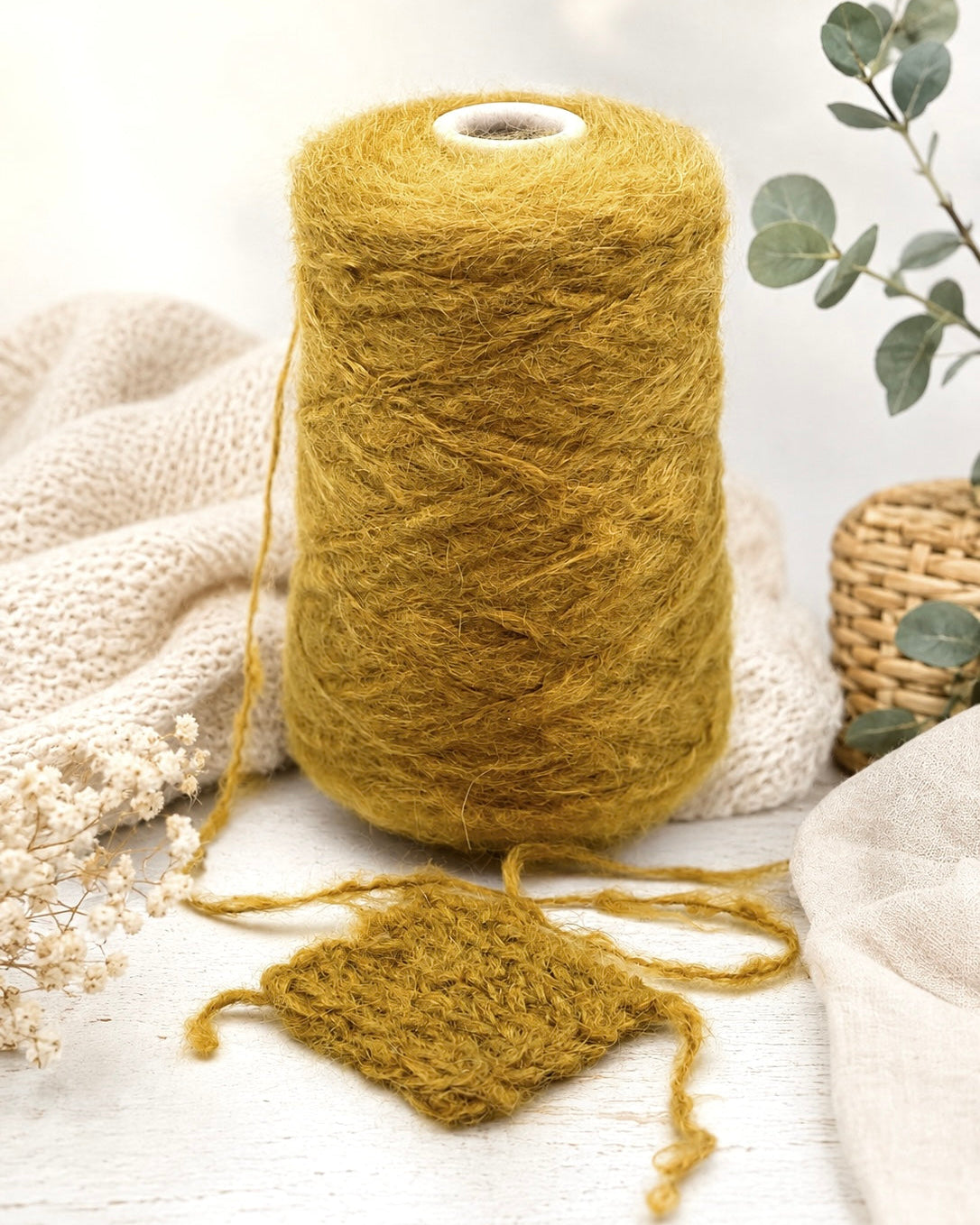Sesia Novecento brushed mohair organic wool super bulky yarn balls from iDOKNiT