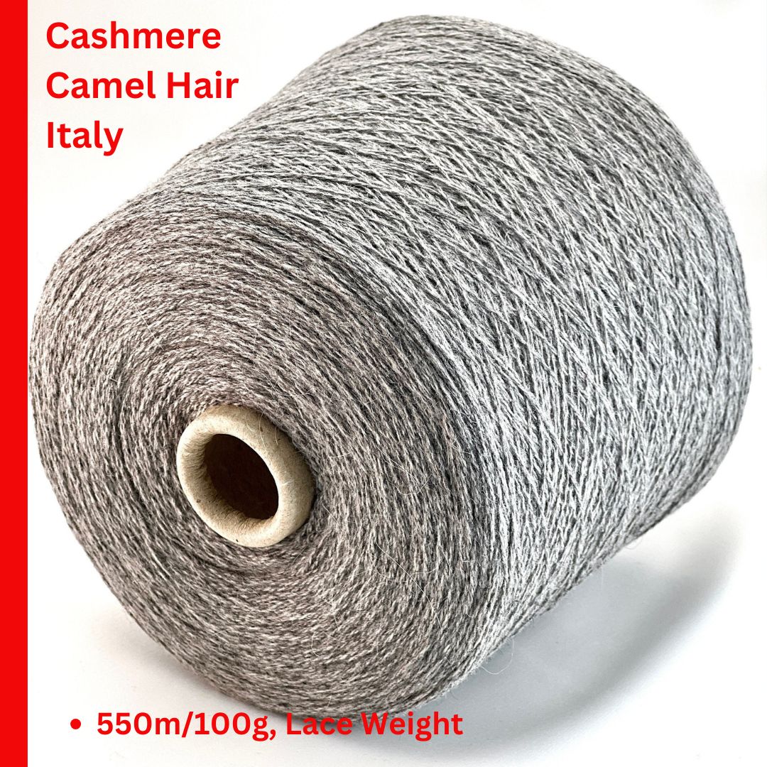 PROFILIO CASHAIR cashmere camel hair yarn in Grey Melange, Italian lace weight yarn for sweaters, cardigans, shawls, and luxury knitwear.