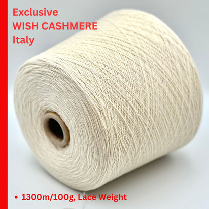 Cashmere Merino Yarn, Exclusive Italian Mill WISH CASHMERE, Luxury Italian Lace Weight Yarn, Balls or Cones, 1300m/100g