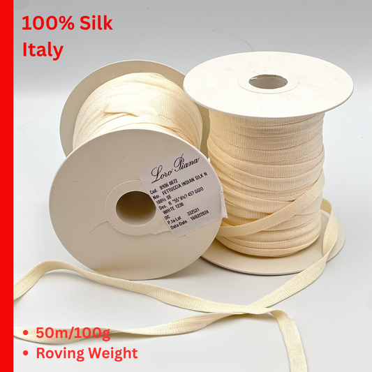 Loro Piana Fettuccia Indian Silk 100 percent pure silk flat knitted ribbon yarn from iDOKNiT