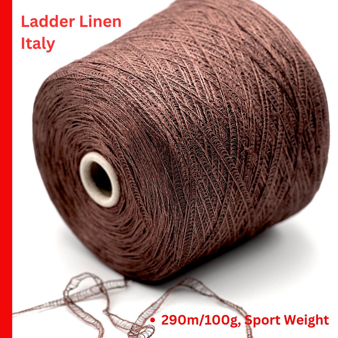 Gruppo Filpucci SUNFLOWER linen ladder yarn with open textured structure, airy volume, and lightweight Italian fantasy yarn appearance