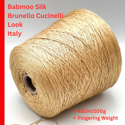 G&G Filati BAMBU-SILK luxury 60% bamboo 40% mulberry silk fingering weight summer yarn featuring an integrated, split-proof chainette cord structure with an elite boutique sheen for high-end knitwear.