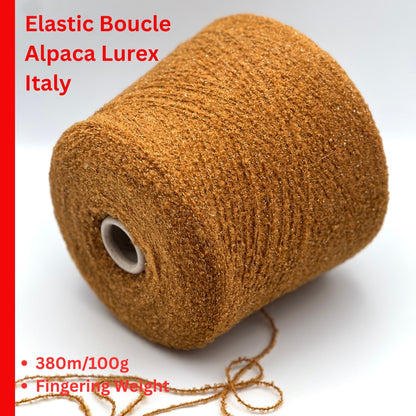 Lanificio Dell Olivo Lumiere Italian alpaca wool boucle fingering weight yarn with integrated metallic lurex on cone from iDOKNiT