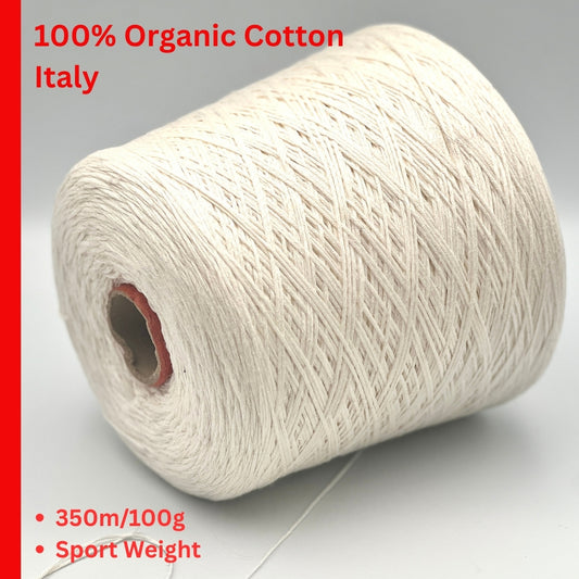 Ecafil Filicudi organic mercerized cotton chainette sport weight yarn from iDOKNiT