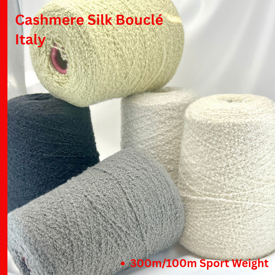 Zegna Baruffa 80 percent cashmere 20 percent silk boucle Italian textured yarn ball and cone from iDOKNiT