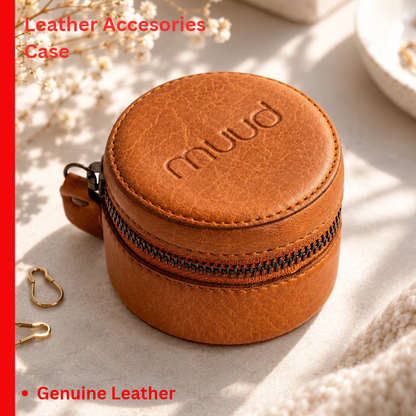 muud HELSINKI genuine leather cylindrical knitting accessories case with zipper closure from iDOKNiT