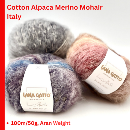 Lana Gatto Starlight Cotton Merino Kid Mohair Superfine Alpaca Italian Aran gradient yarn from iDOKNiT