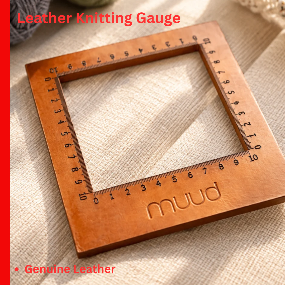 muud Dana genuine leather swatch 10x10 cm knitting gauge tool from iDOKNiT