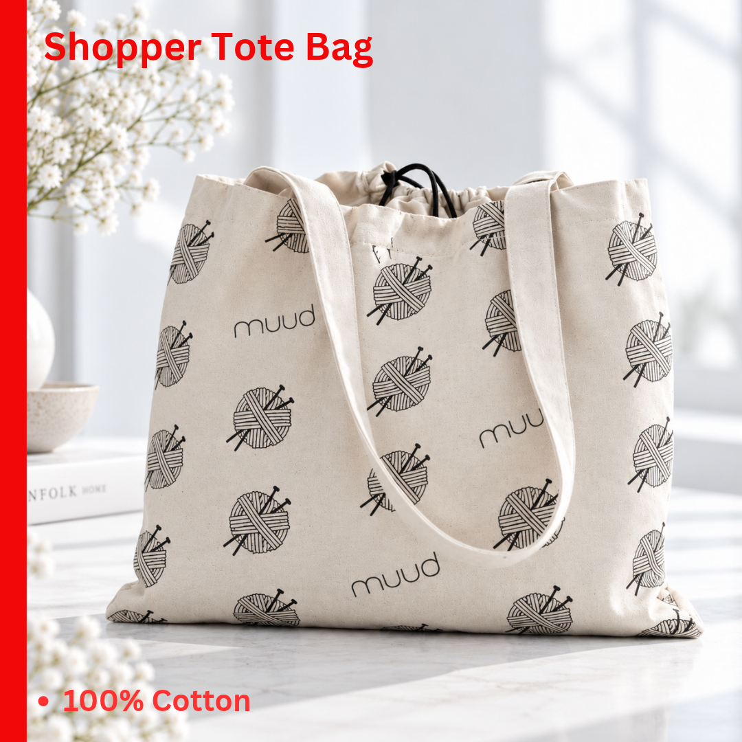 muud recycled cotton shopper tote bag canvas reusable project bag from iDOKNiT