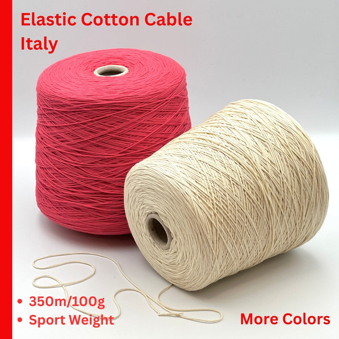 Pecci Filati Kiss Italian cotton polyamide blend sport weight elastic chainette yarn on cone from iDOKNiT