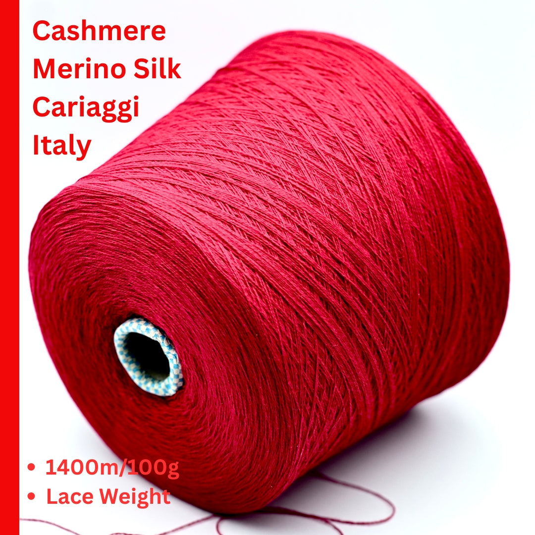 Cariaggi Lorena Italian merino cashmere silk lace weight yarn in hand wound balls from iDOKNiT