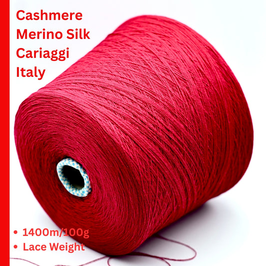 Cariaggi Lorena Italian merino cashmere silk lace weight yarn in hand wound balls from iDOKNiT