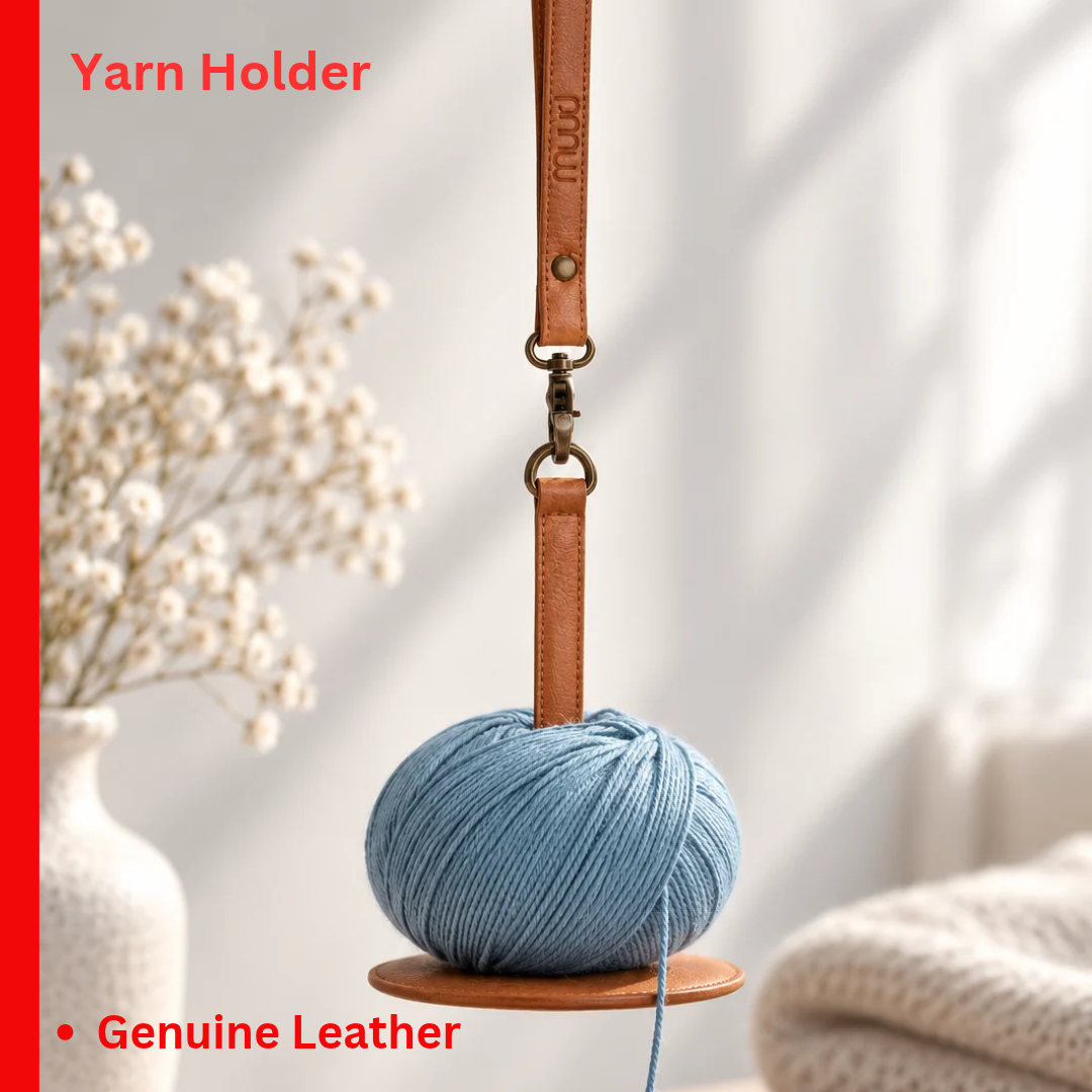 muud GYRIT genuine leather portable yarn holder with wrist strap from iDOKNiT