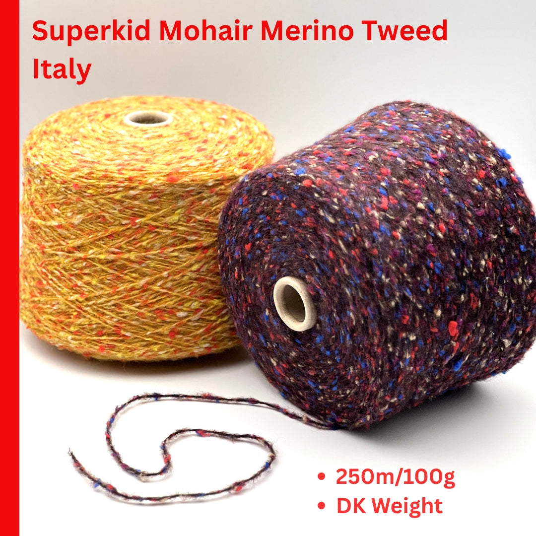 Lineapiu Italia Douglas mohair merino wool DK weight tweed yarn in hand wound balls from iDOKNiT
