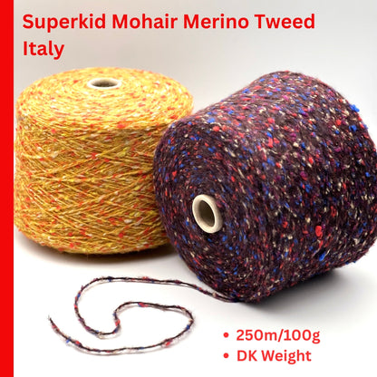 Lineapiu Italia Douglas mohair merino wool DK weight tweed yarn in hand wound balls from iDOKNiT
