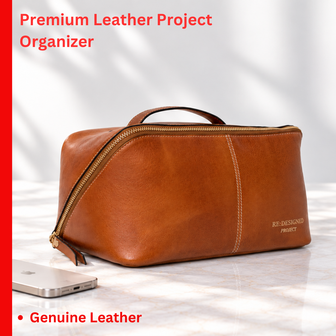 RE PROJECT 9 handcrafted compact Urban Leather beauty box style knitting needle and notion organizer case from iDOKNiT