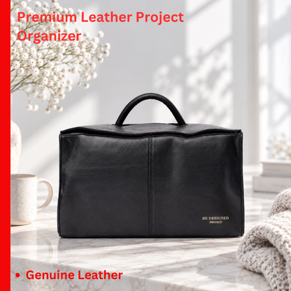 RE PROJECT 114 Small handcrafted Urban Leather knitting and crochet organizer bag with handle and magnetic closure from iDOKNiT
