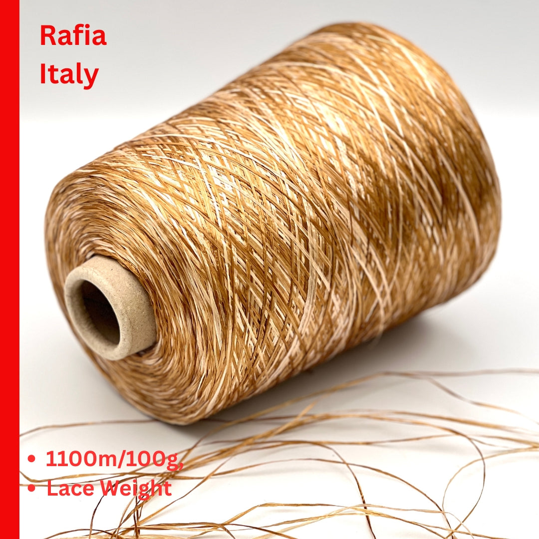 Fratelli Reali Rafia luxury Italian viscose raffia ribbon yarn cone from iDOKNiT