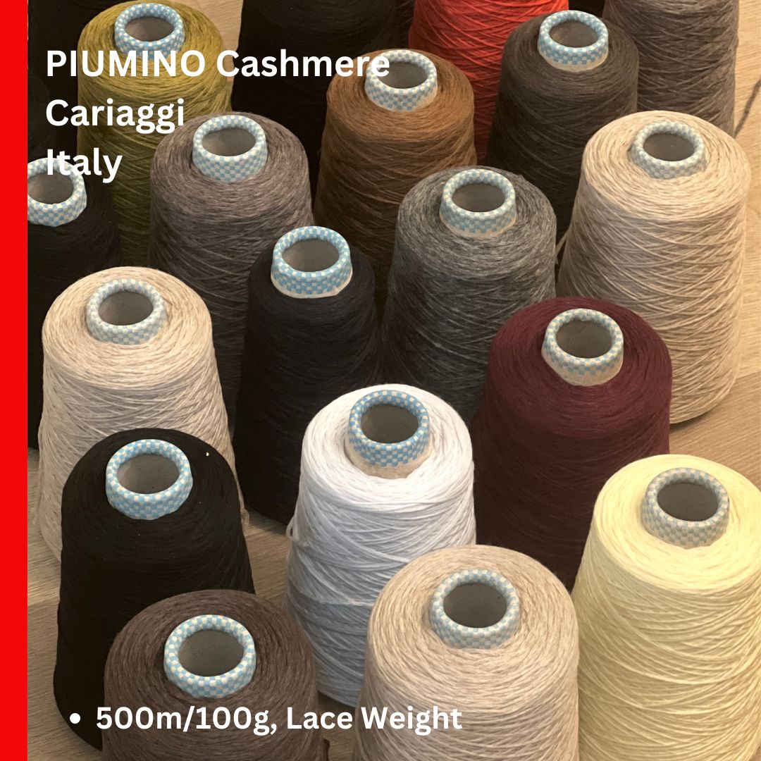 CARIAGGI PIUMINO 100% cashmere chain yarn on original cone, rare Italian cashmere chainette yarn that blooms after washing