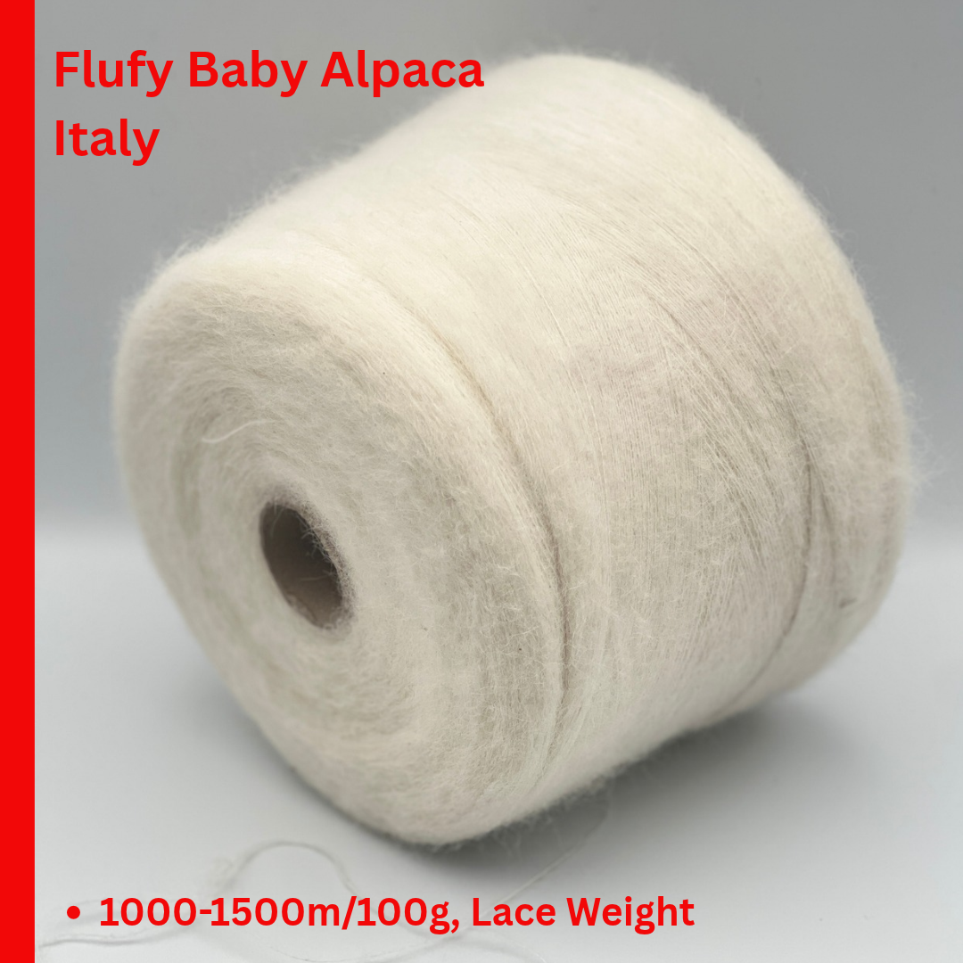 RIGO ALPACA 70 Italian baby alpaca fluffy lace yarn ball and cone from iDOKNiT